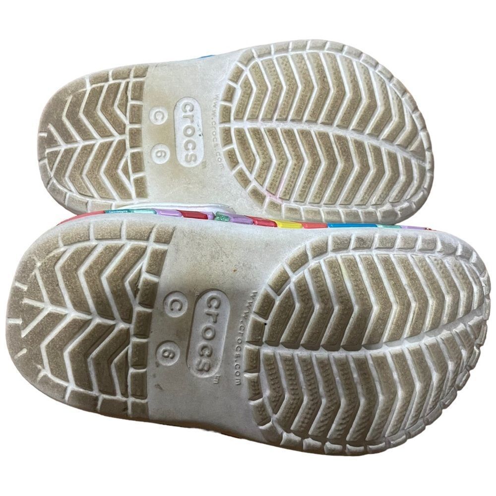 Crocs White Rainbow Slide On Clogs - Picture 4 of 4